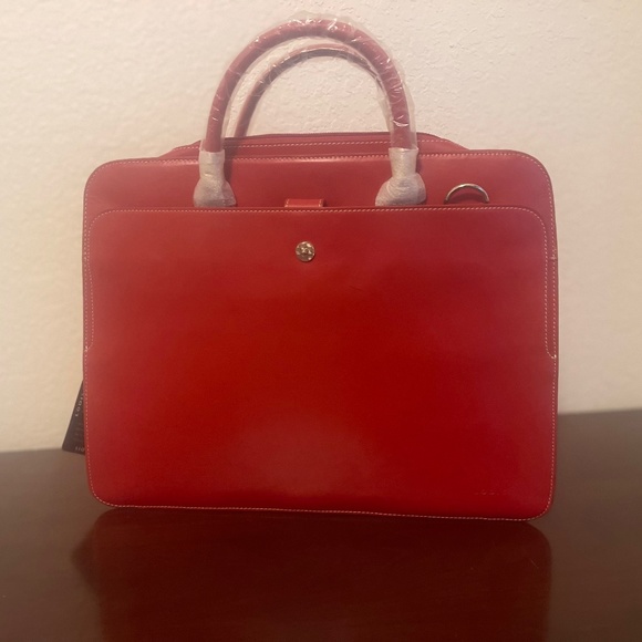 Lodi’s Bags New With Tags Lodis Red Leather Computer Bag Poshmark